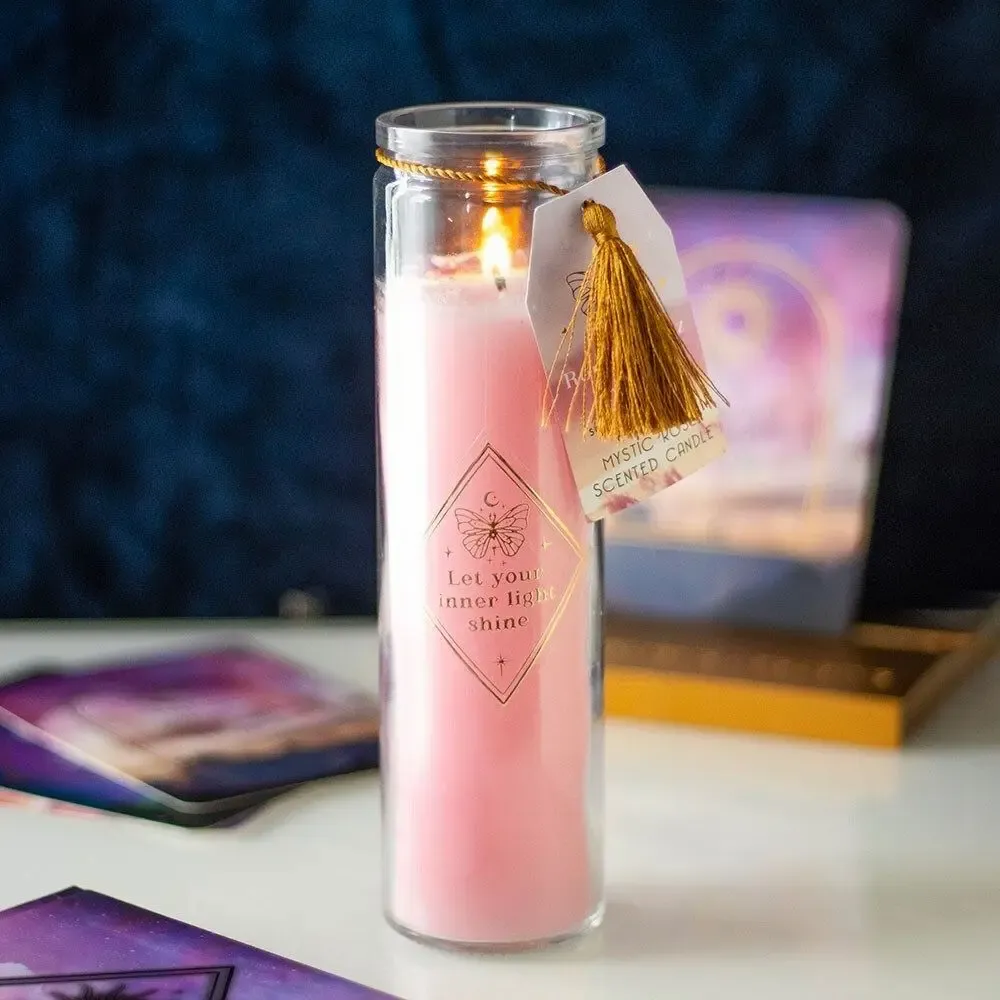Candles - Mystic Rose Tube Candle with Rose Quartz Crystals - SOMETHING DIFFERENT WHOLESALE