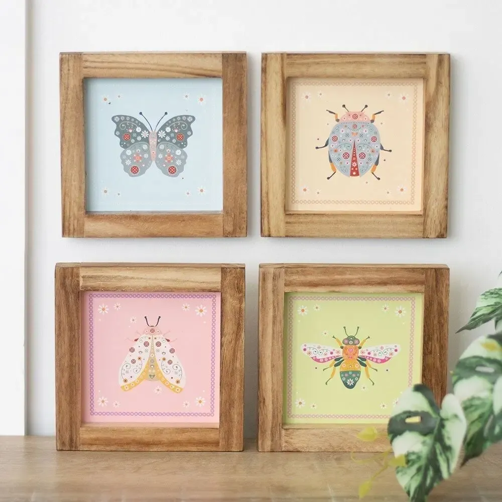 Decorative objects - Set of 4 Floral Bug Framed Wall Art Prints - SOMETHING DIFFERENT WHOLESALE