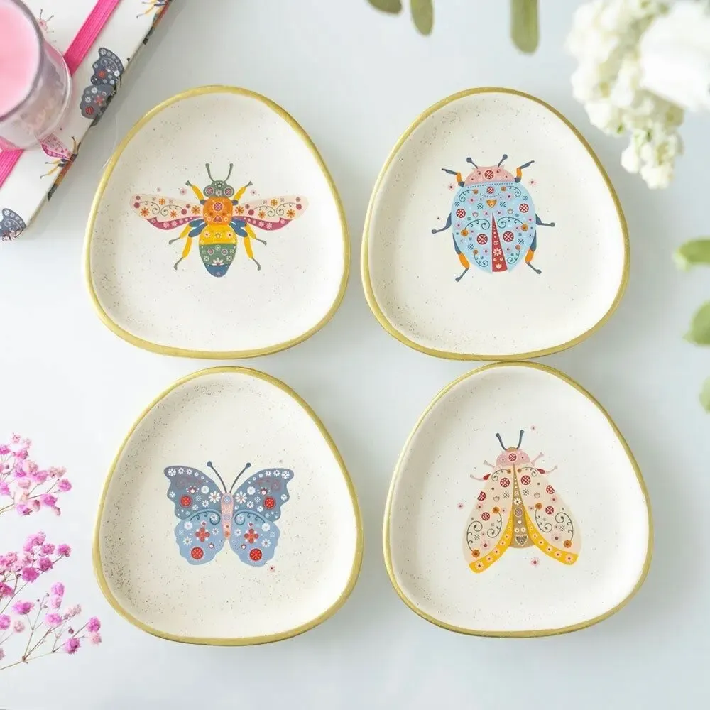 Bijoux - Ensemble de 4 coupelles à bijoux en forme d'insectes à motifs floraux - SOMETHING DIFFERENT WHOLESALE