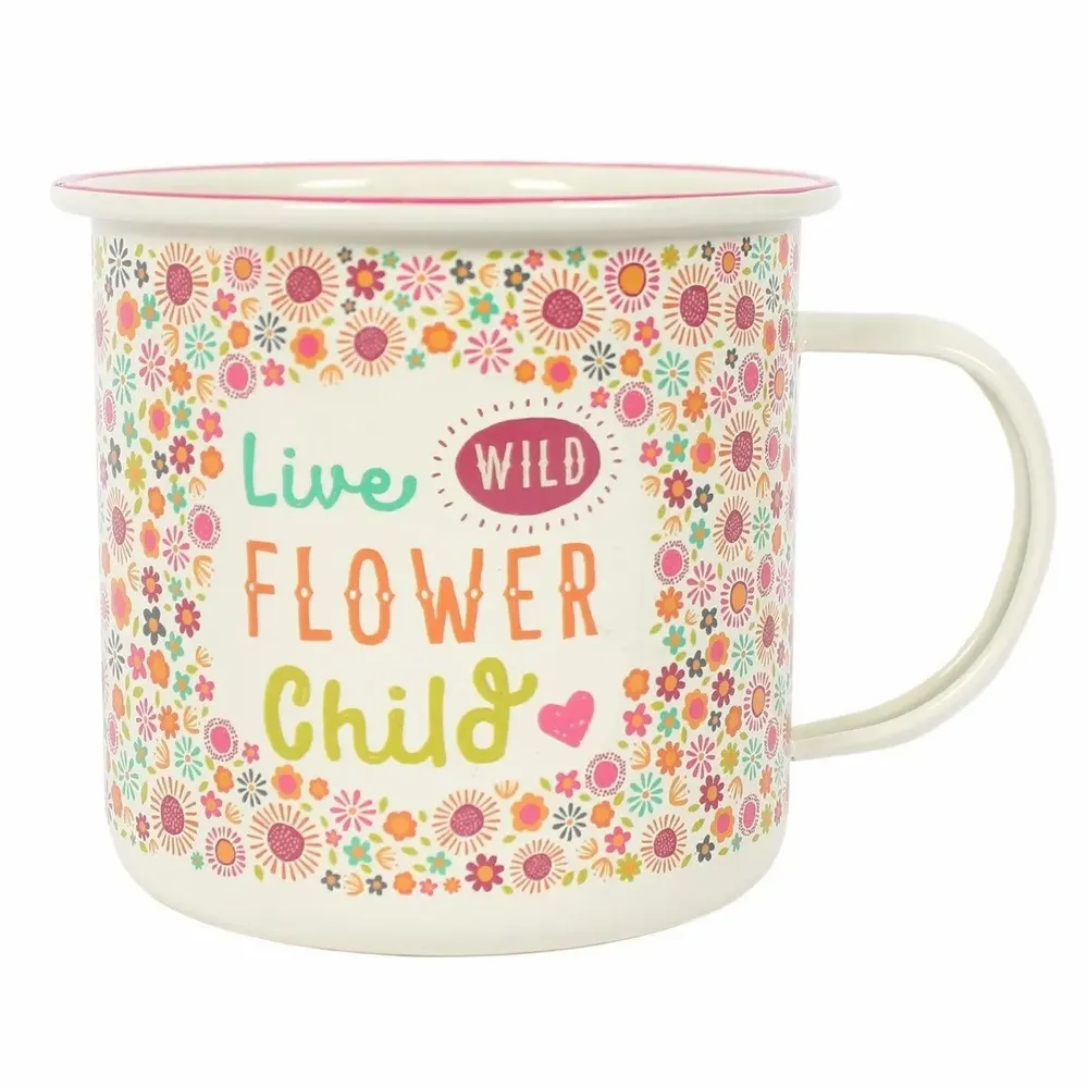 Mugs - Flower Child Enamel Mug - SOMETHING DIFFERENT WHOLESALE