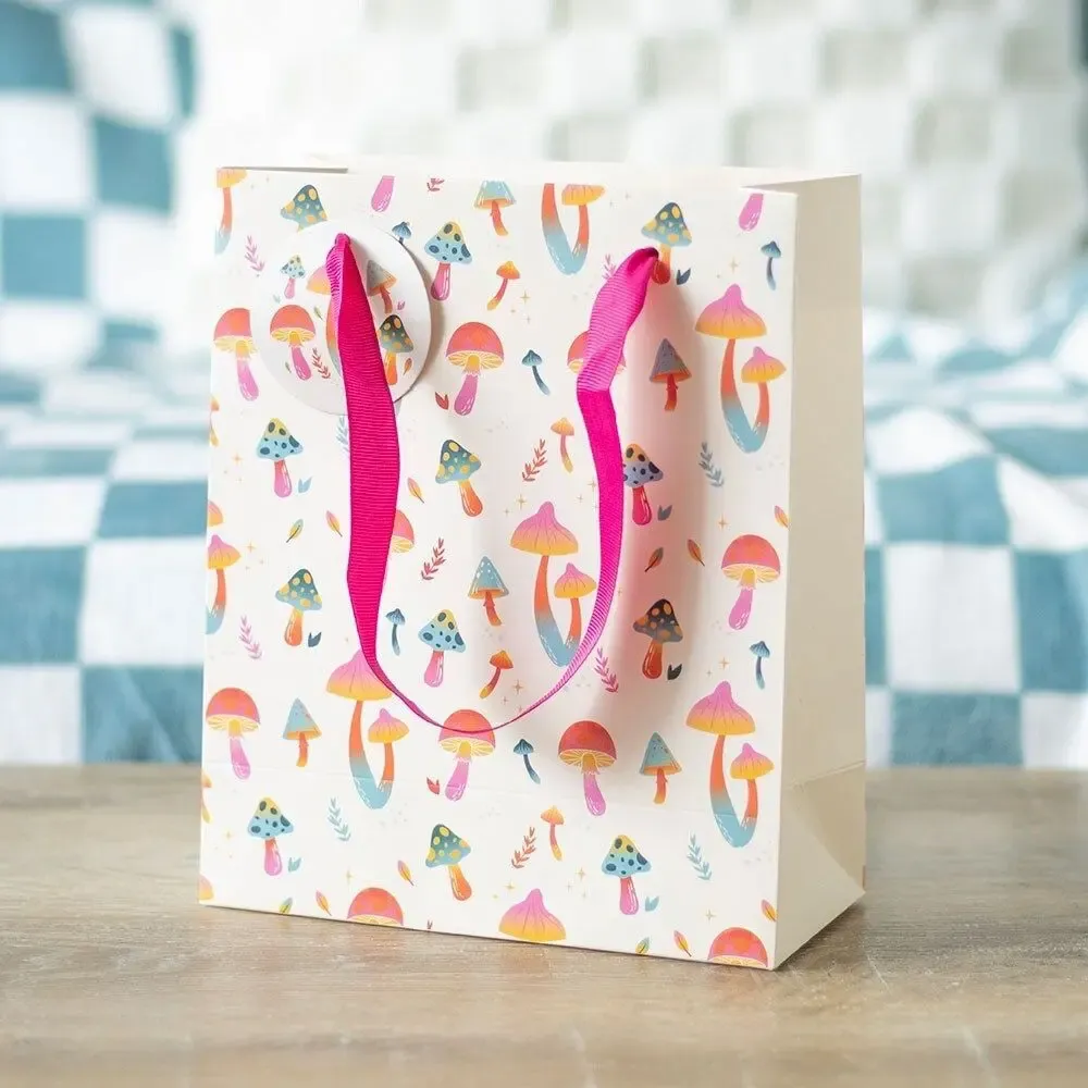 Sacs et cartables - Sac cadeau moyen de 23 cm à motif de champignons funky - SOMETHING DIFFERENT WHOLESALE