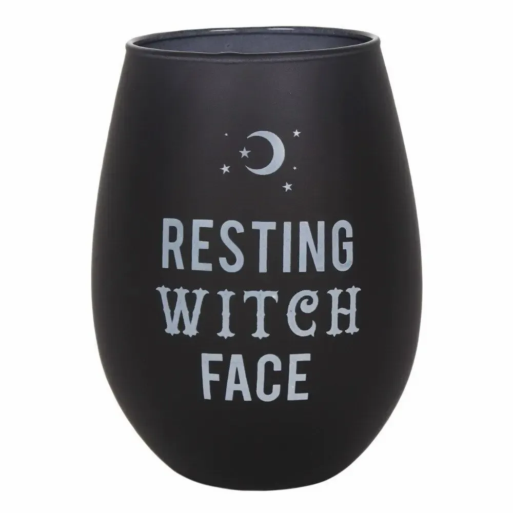 Glass - Resting Witch Face Stemless Wine Glass - SOMETHING DIFFERENT WHOLESALE