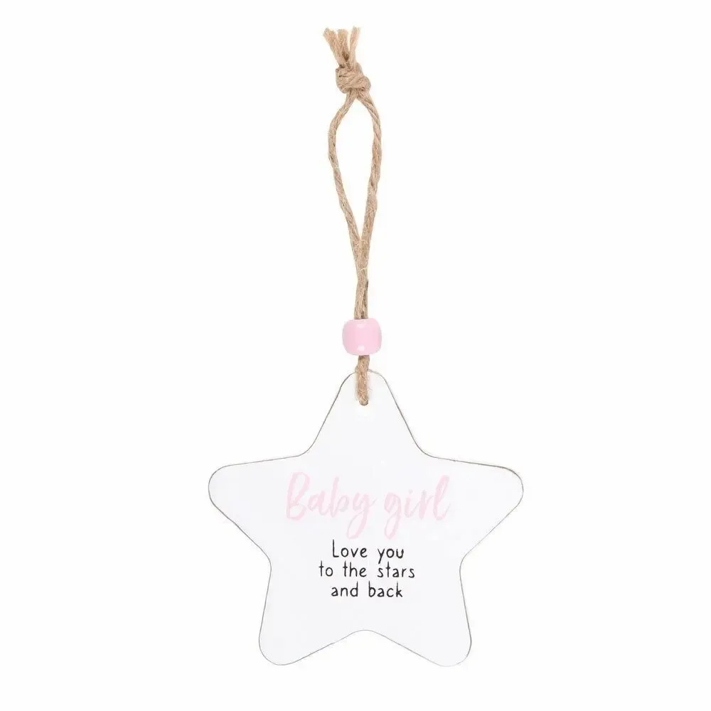 Panels - Baby Girl Hanging Star Sentiment Sign - SOMETHING DIFFERENT WHOLESALE