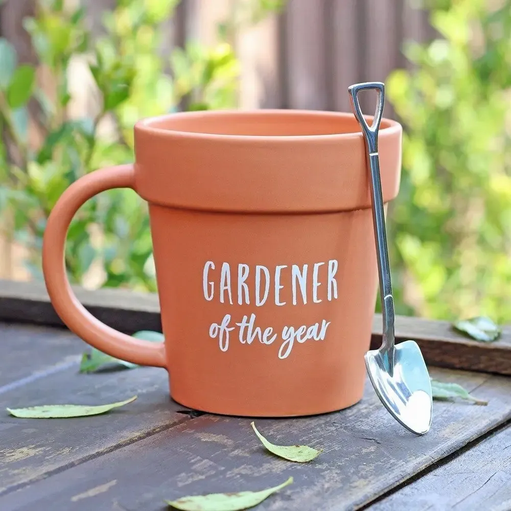 Mugs - Gardener of the Year Pot Mug and Shovel Spoon - SOMETHING DIFFERENT WHOLESALE