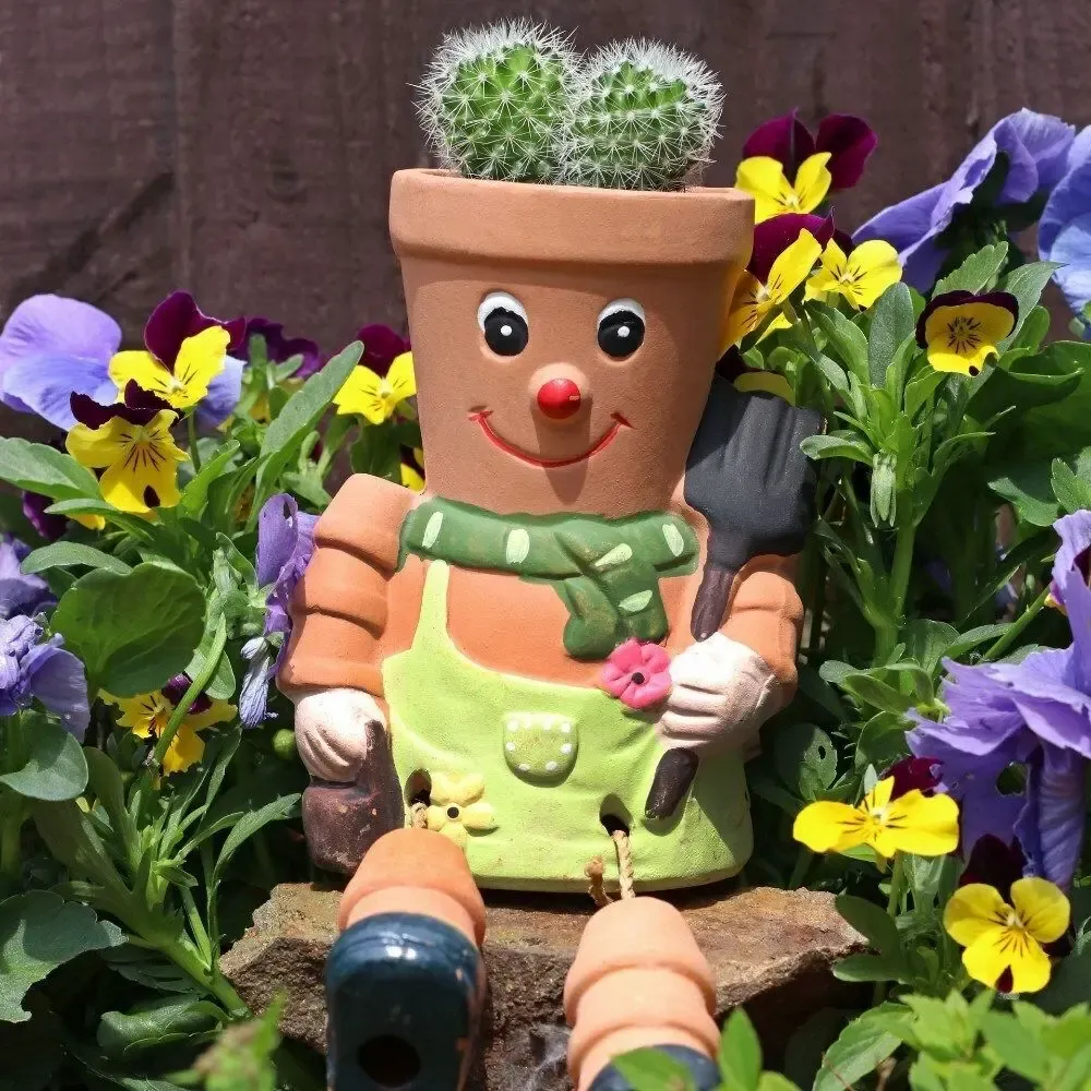 Flower pots - Terracotta Pot Man Planter - SOMETHING DIFFERENT WHOLESALE