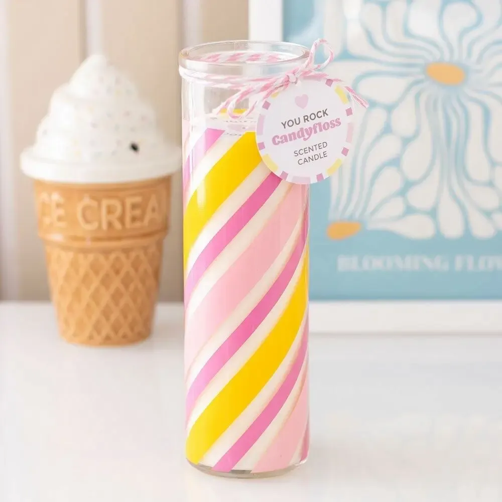 Candles - Candy Stripe Candyfloss Tube Candle - SOMETHING DIFFERENT WHOLESALE