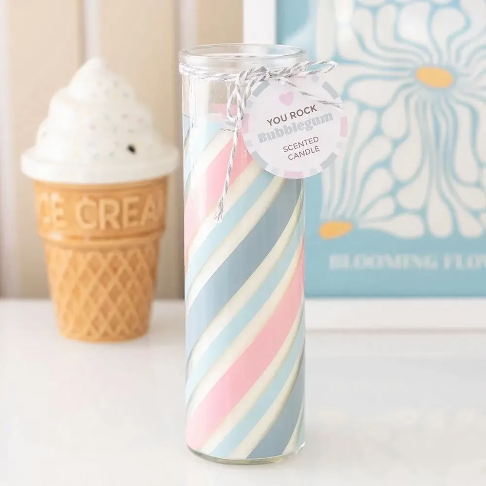 Candles - Candy Stripe Bubblegum Tube Candle - SOMETHING DIFFERENT WHOLESALE