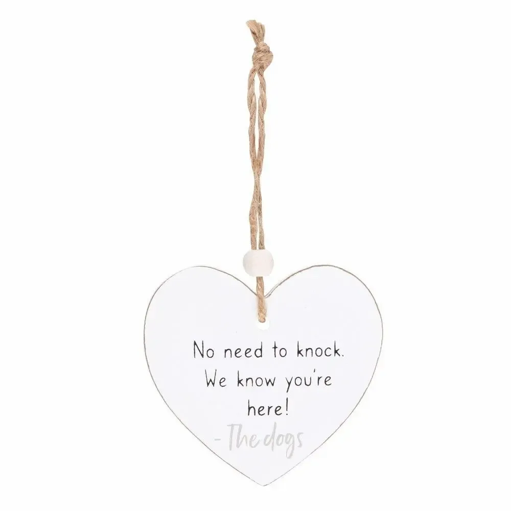 Panels - No Need To Knock Hanging Heart Sentiment Sign - SOMETHING DIFFERENT WHOLESALE