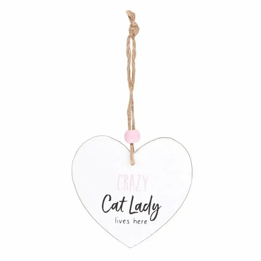 Panels - Crazy Cat Lady Hanging Heart Sentiment Sign - SOMETHING DIFFERENT WHOLESALE
