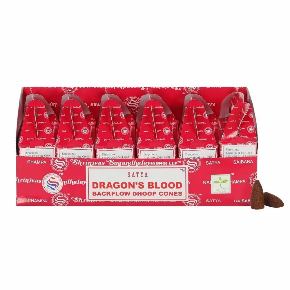 Scents - Set of 6 Dragon's Blood Backflow Dhoop Cones by Satya (6/30) - SOMETHING DIFFERENT WHOLESALE