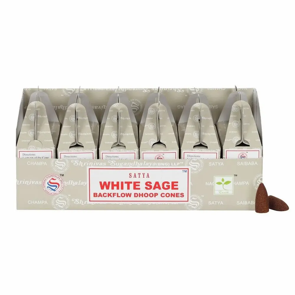Scents - Set of 6 White Sage Backflow Dhoop Cones by Satya (6/30) - SOMETHING DIFFERENT WHOLESALE