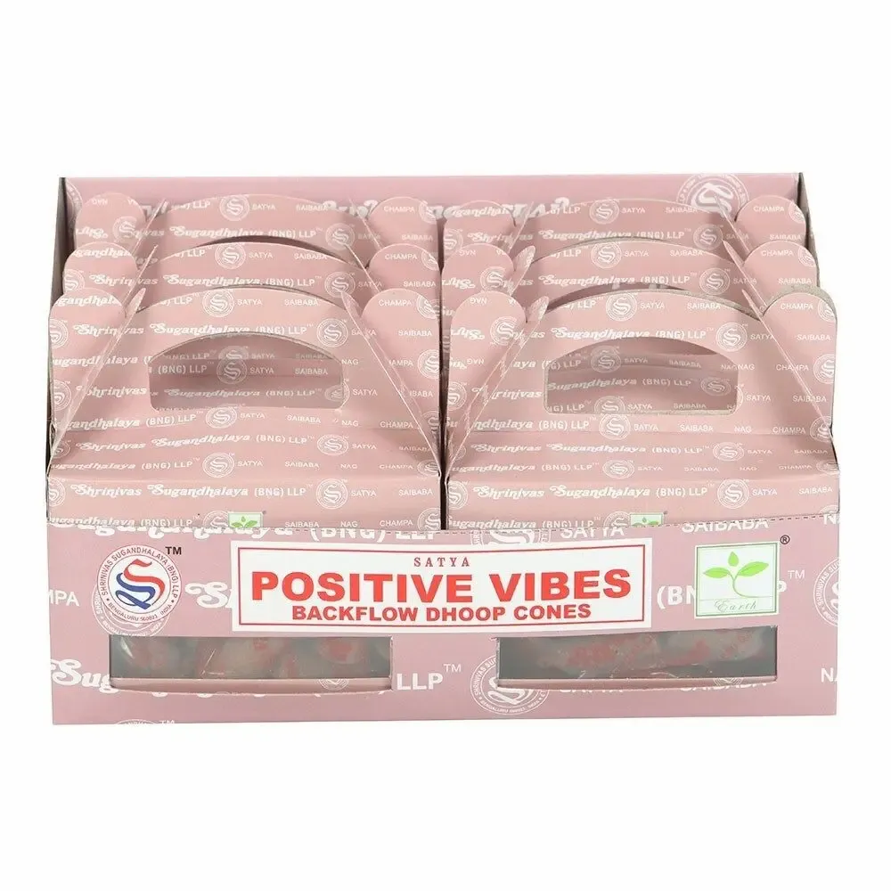 Scents - Set of 6 Positive Vibes Backflow Dhoop Incense Cones by Satya (6/30) - SOMETHING DIFFERENT WHOLESALE