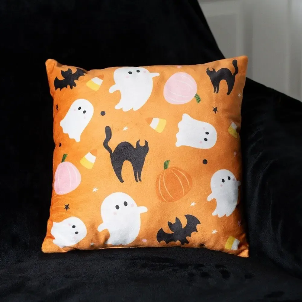 Cushions - Square Sweet and Spooky Ghost Print Cushion - SOMETHING DIFFERENT WHOLESALE