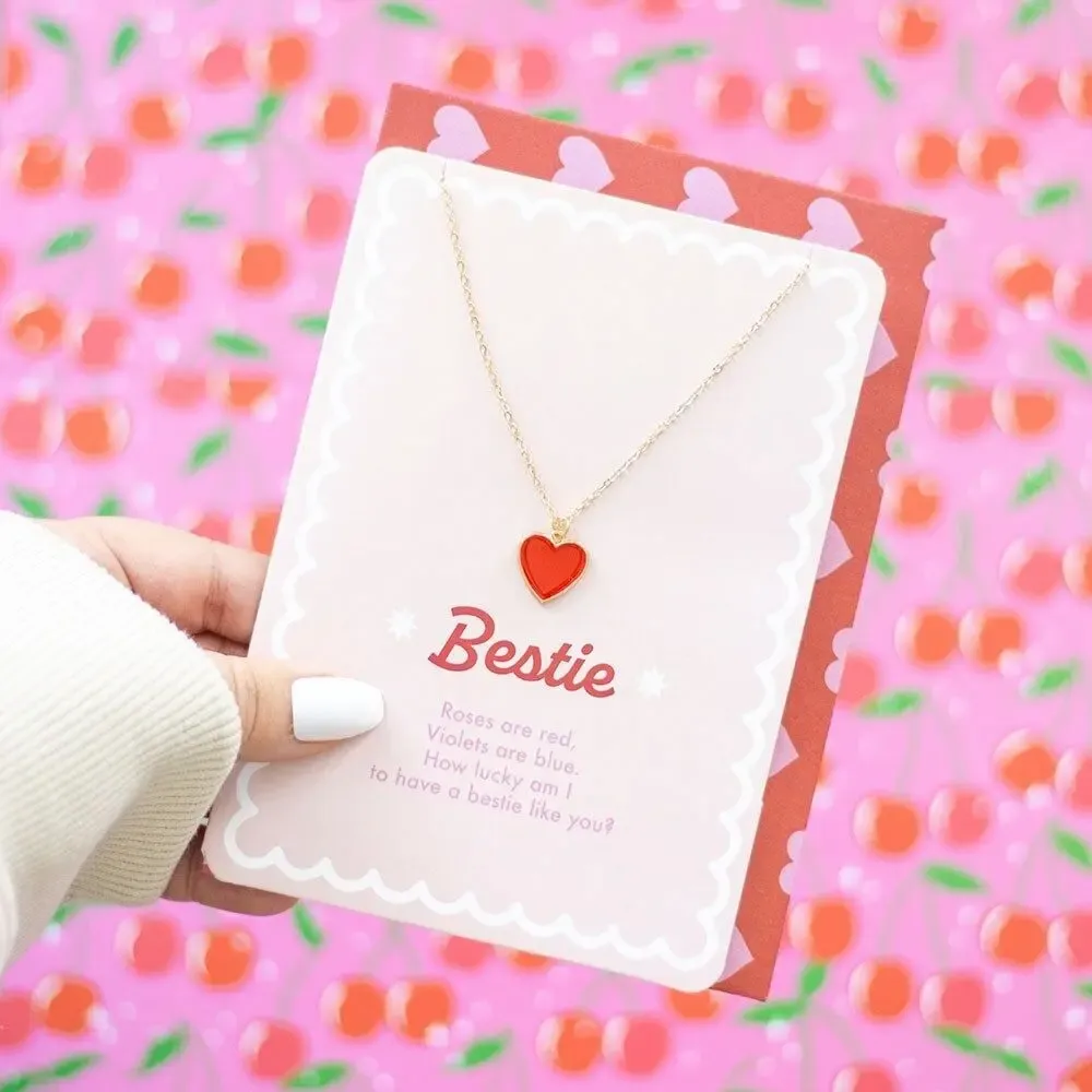 Bijoux - Carte de vœux Collier cœur émaillé pour meilleure amie - SOMETHING DIFFERENT WHOLESALE