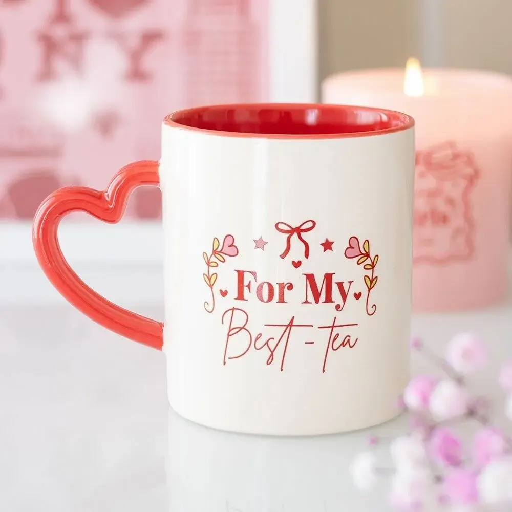 Mugs - For My Best-Tea Mug with Heart Handle - SOMETHING DIFFERENT WHOLESALE