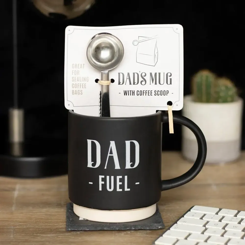 Mugs - Dad Fuel Mug and Coffee Scoop Clip - SOMETHING DIFFERENT WHOLESALE