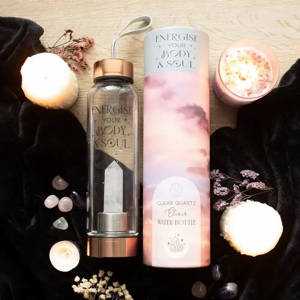 Glass - Clear Quartz Body and Soul Glass Water Bottle - SOMETHING DIFFERENT WHOLESALE