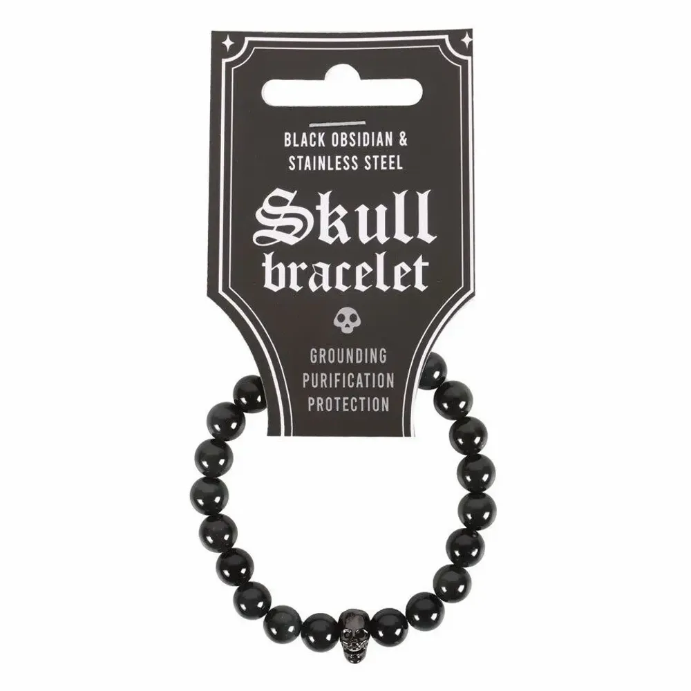 Jewelry - Black Obsidian Skull Bracelet - SOMETHING DIFFERENT WHOLESALE