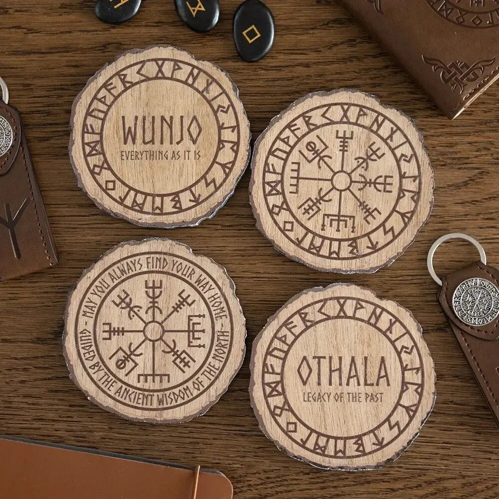 Sets de table - Ensemble de 4 sous-verres en bois sur le thème de la mythologie nordique - SOMETHING DIFFERENT WHOLESALE