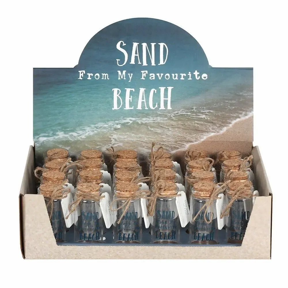 Ornements - Présentoir de 24 bouteilles en verre de sable de plage - SOMETHING DIFFERENT WHOLESALE