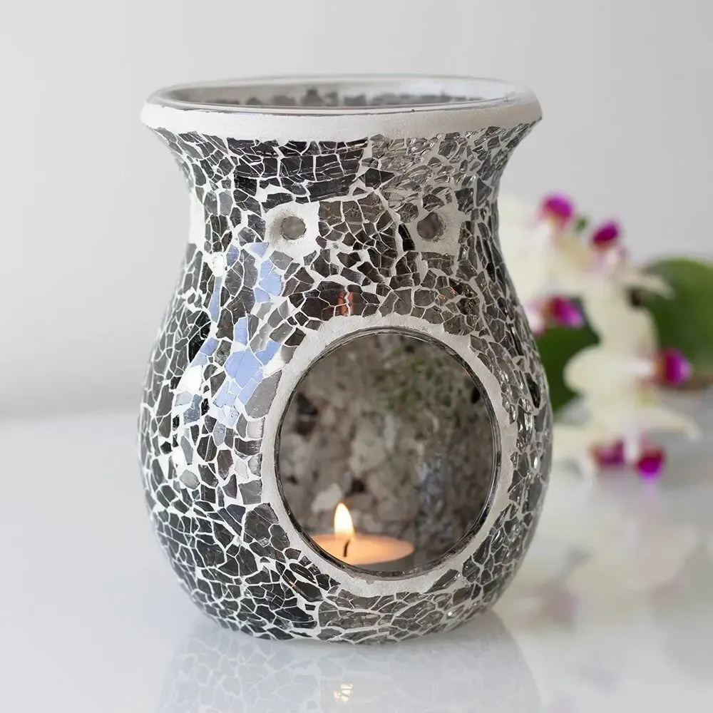 Scents - Large Gunmetal Grey Crackle Oil Burner and Wax Warmer - SOMETHING DIFFERENT WHOLESALE