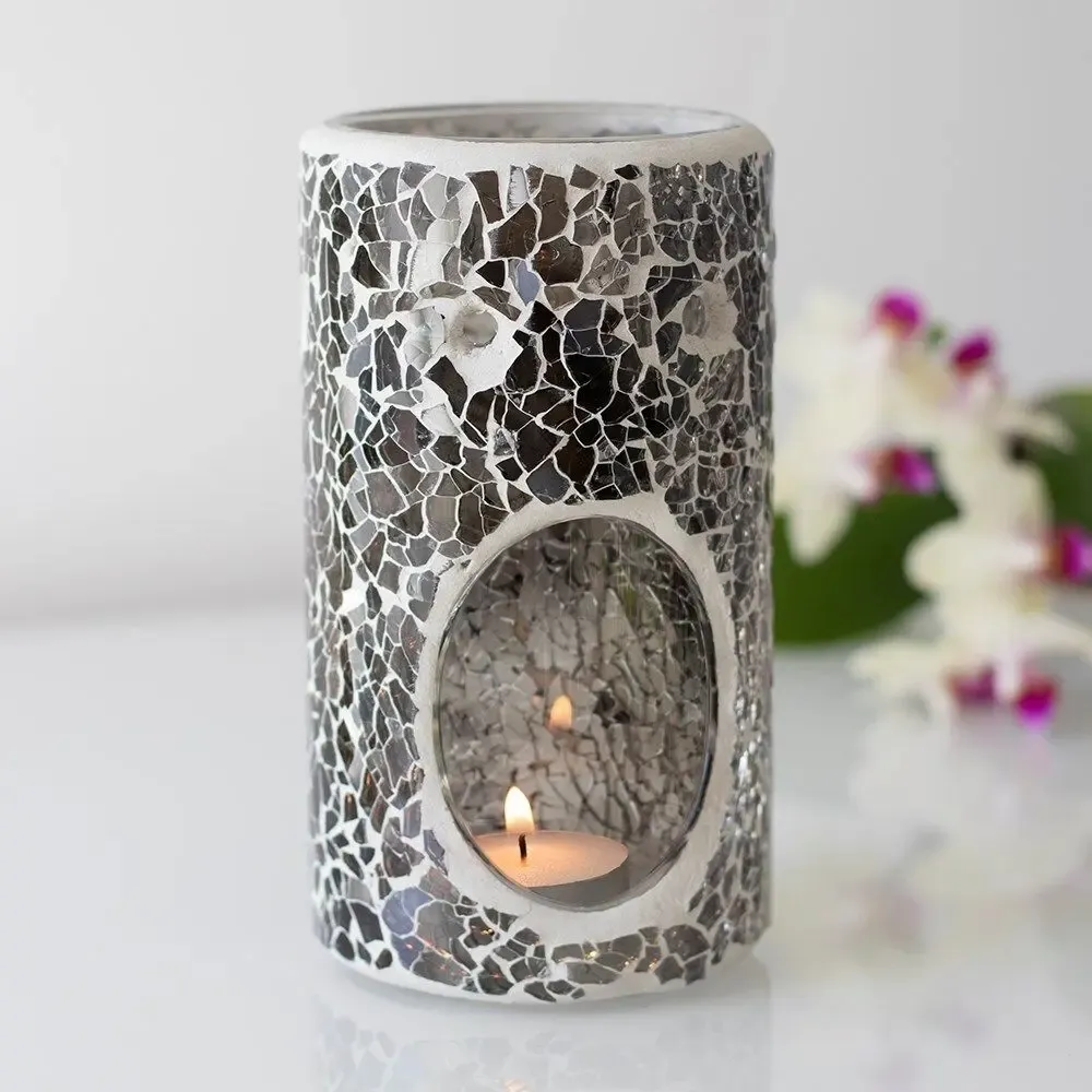 Scents - Pillar Gunmetal Grey Crackle Oil Burner and Wax Warmer - SOMETHING DIFFERENT WHOLESALE