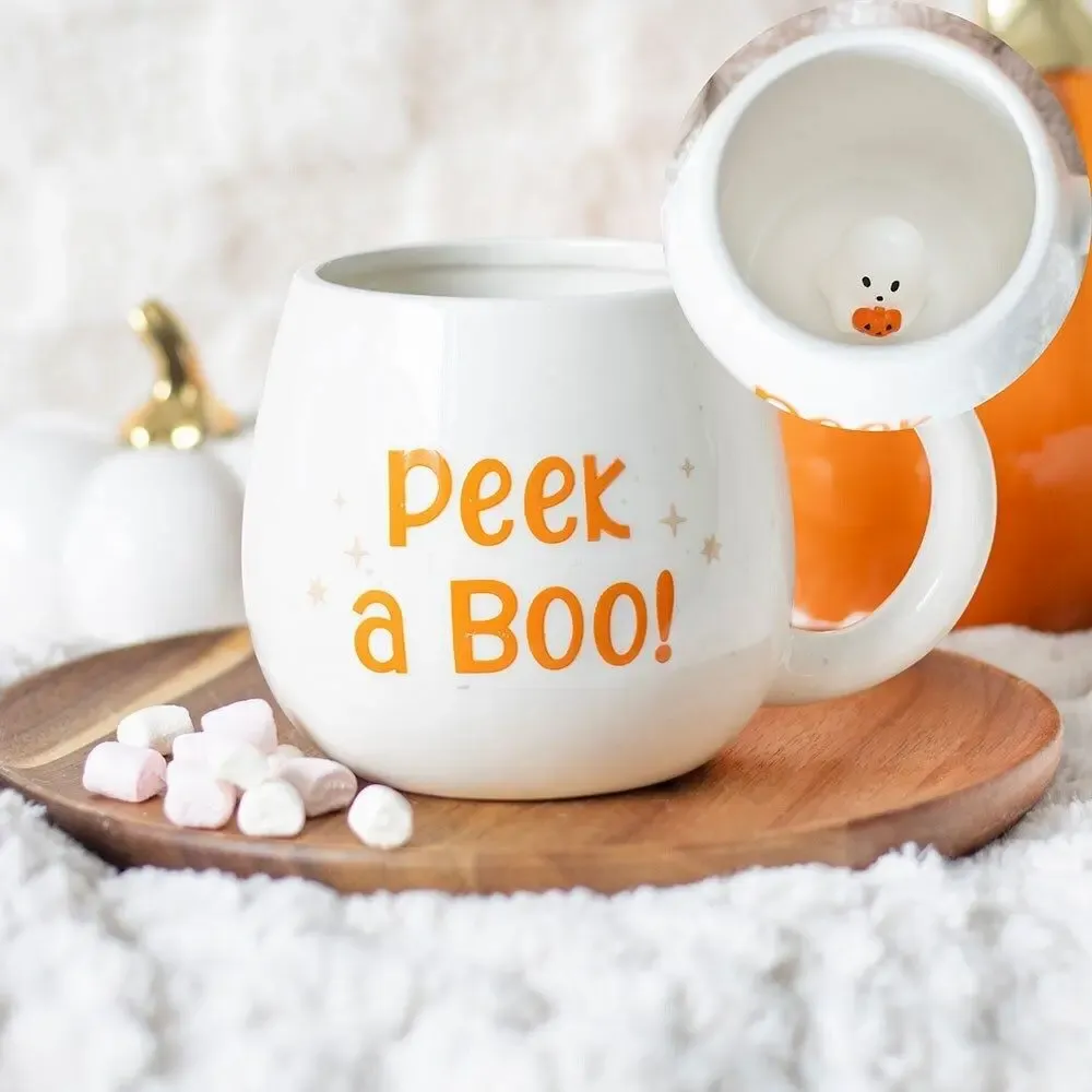 Mugs - Peekaboo Ghost Rounded Mug - SOMETHING DIFFERENT WHOLESALE