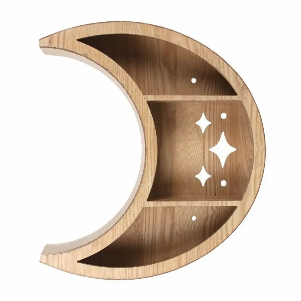 Shelves - Wooden Crescent Moon Wall Shelf - SOMETHING DIFFERENT WHOLESALE