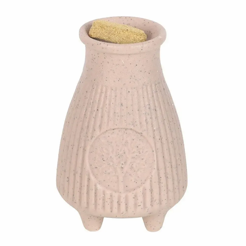 Scents - Greige Ribbed Palo Santo Brick Burner - SOMETHING DIFFERENT WHOLESALE