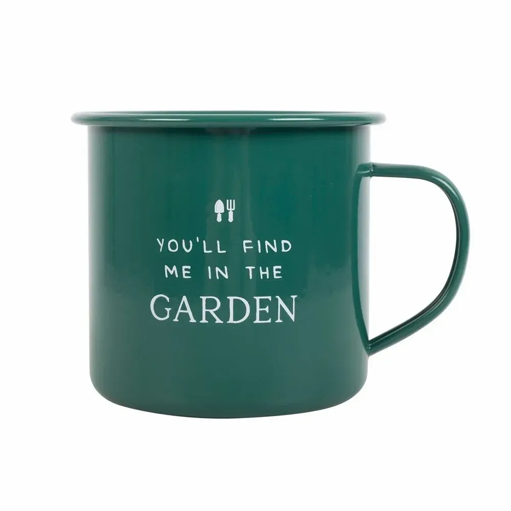 Mugs - Find Me in the Garden Enamel Mug - SOMETHING DIFFERENT WHOLESALE