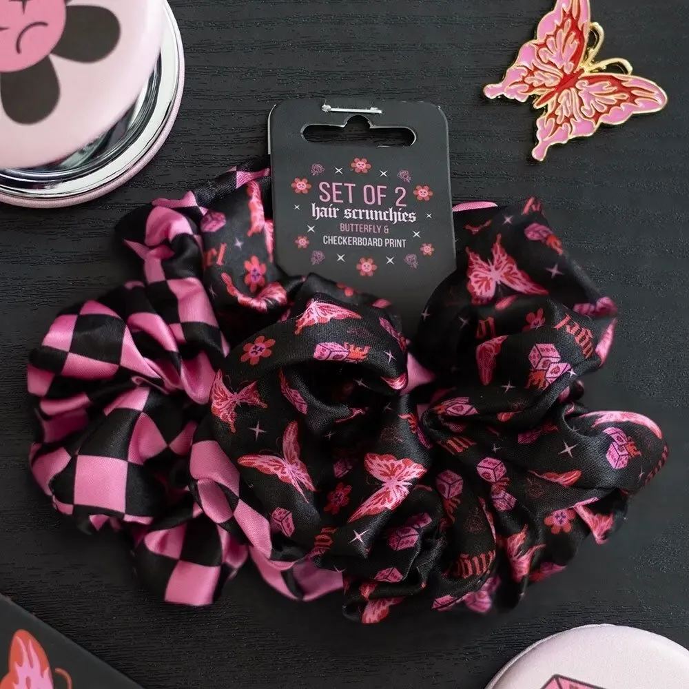 Decorative objects - Set of 2 Rebel Butterfly and Checkerboard Hair Scrunchies - SOMETHING DIFFERENT WHOLESALE