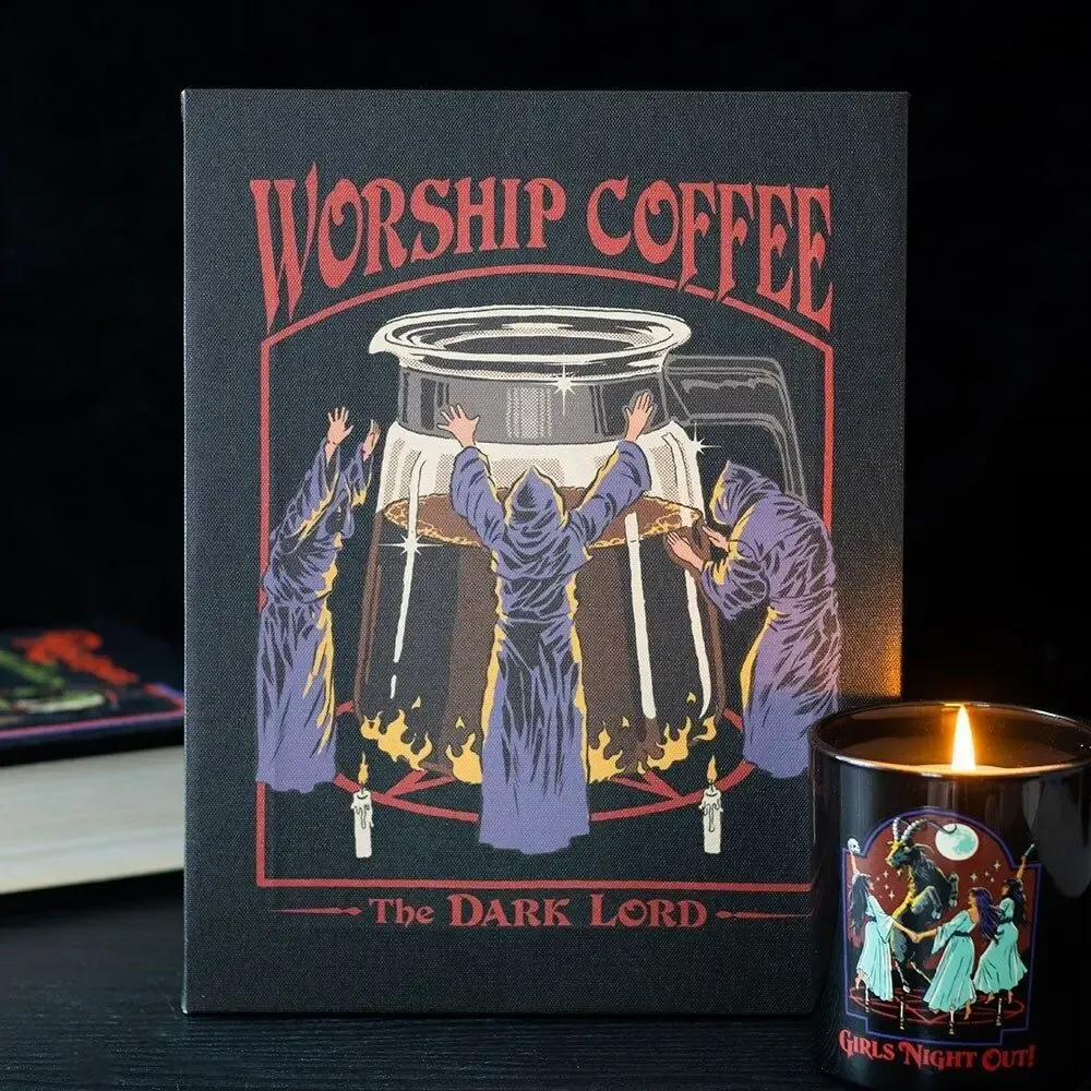 Decorative objects - 19x25cm Worship Coffee Canvas Plaque by Steven Rhodes - SOMETHING DIFFERENT WHOLESALE