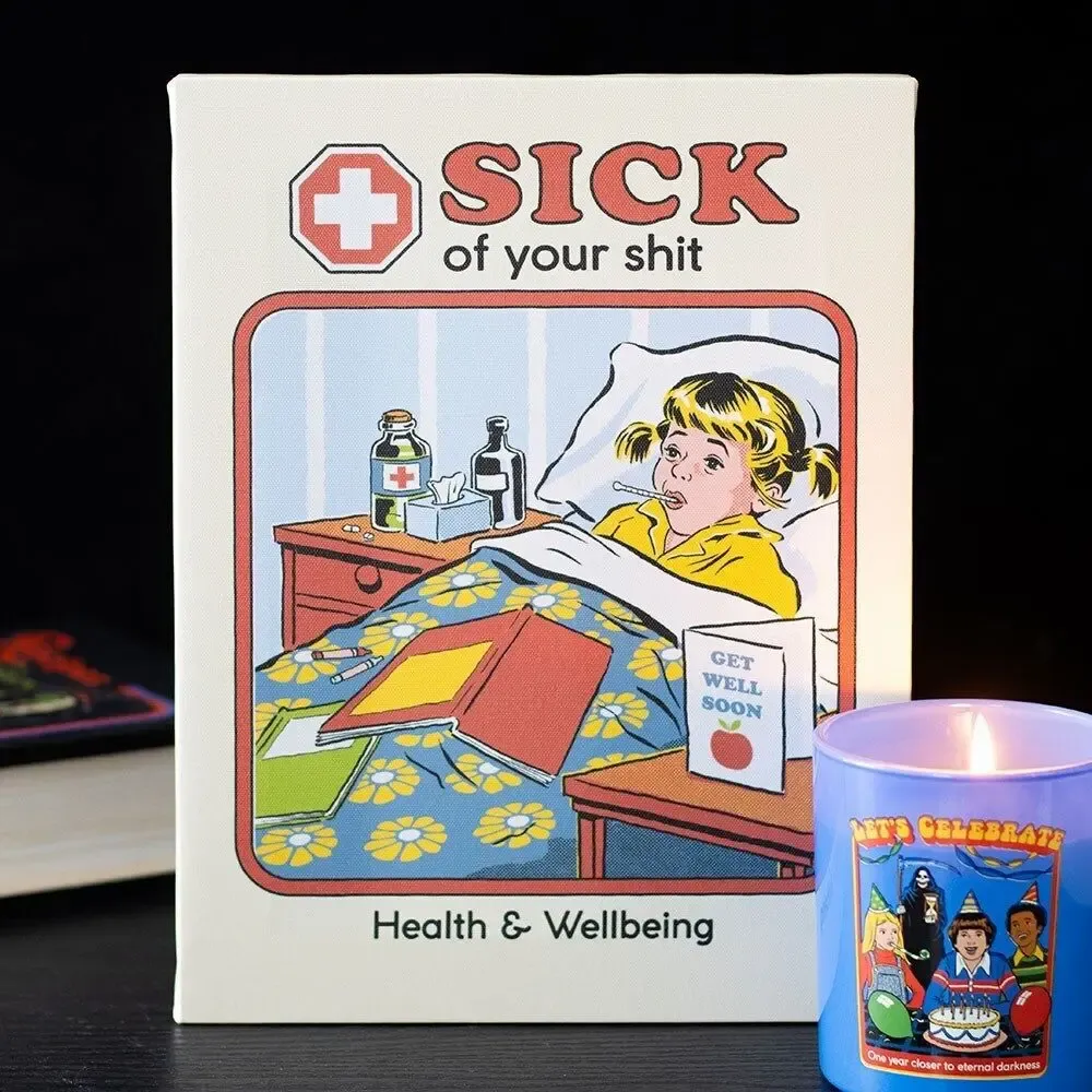 Decorative objects - 19x25cm Sick Of Your Shit Canvas Plaque by Steven Rhodes - SOMETHING DIFFERENT WHOLESALE