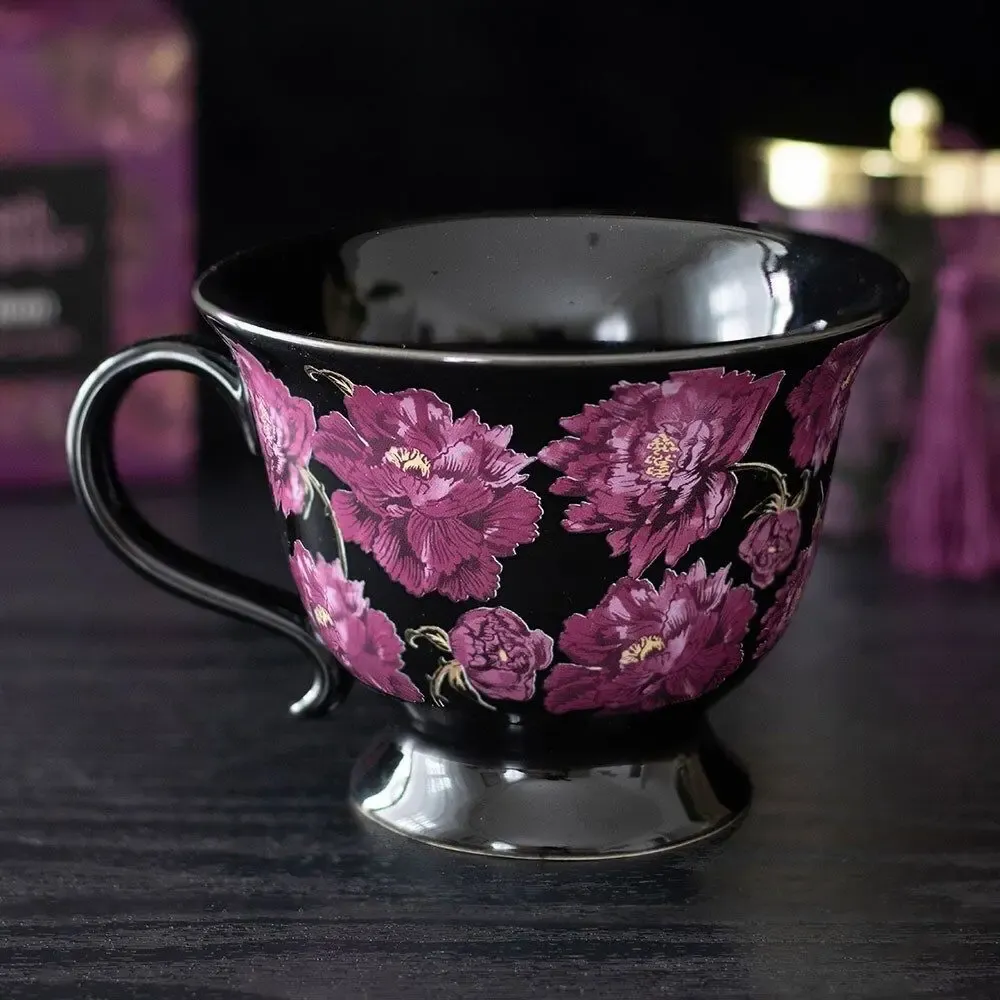 Mugs - Dark Romance Floral Print Teacup - SOMETHING DIFFERENT WHOLESALE
