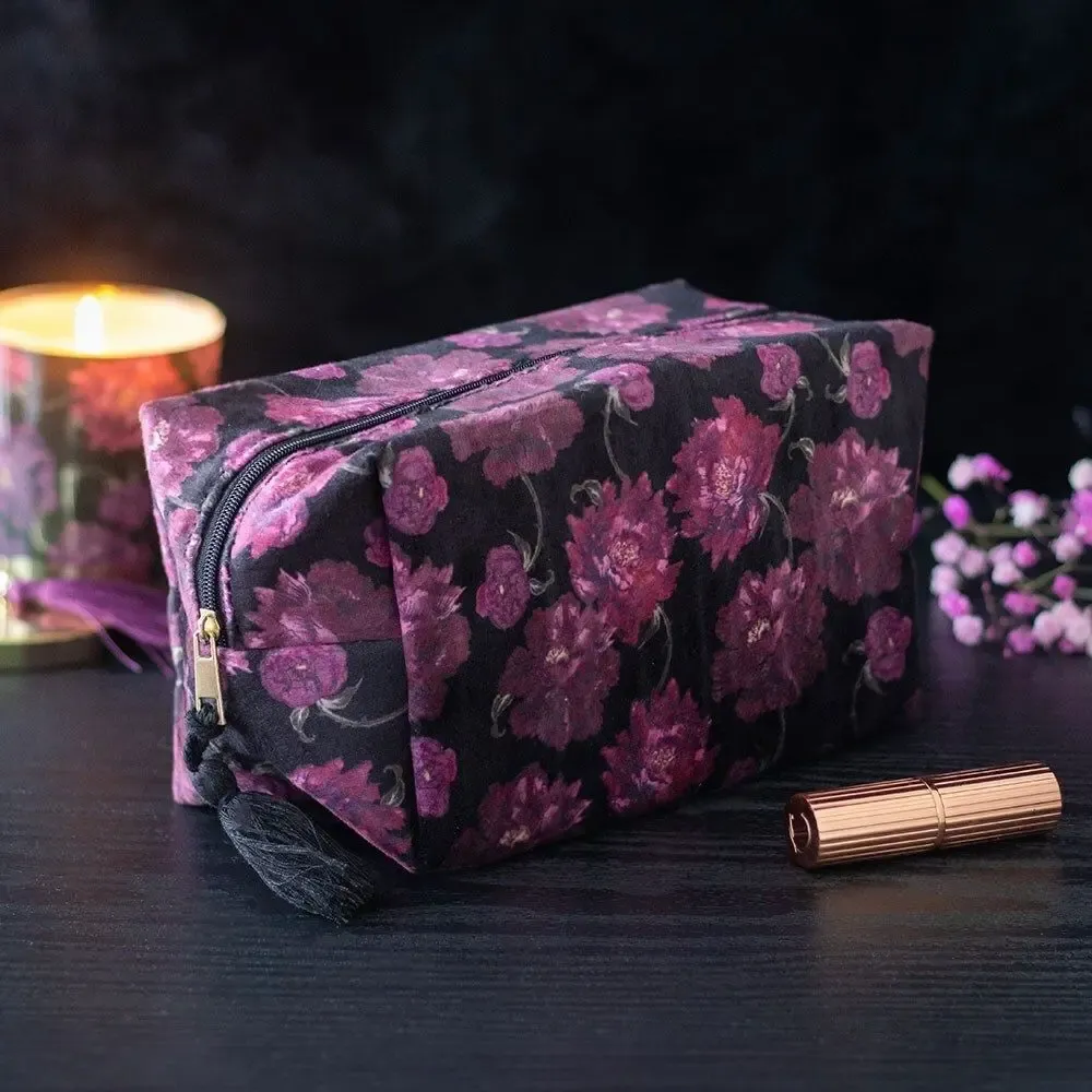 Clutches - Dark Romance Floral Print Makeup Bag - SOMETHING DIFFERENT WHOLESALE