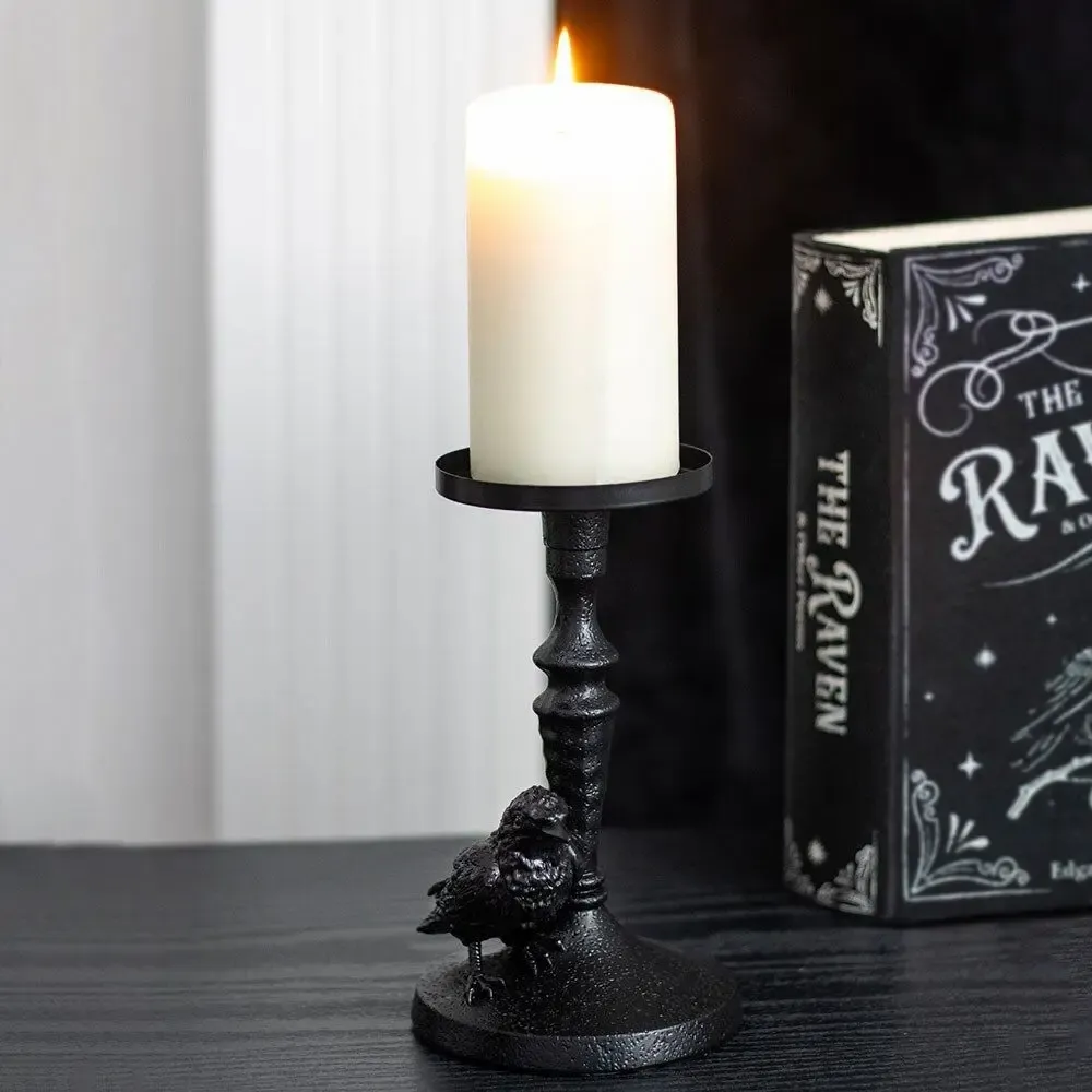 Candlesticks and candle holders - Mystic Raven Pillar Candle Holder - SOMETHING DIFFERENT WHOLESALE