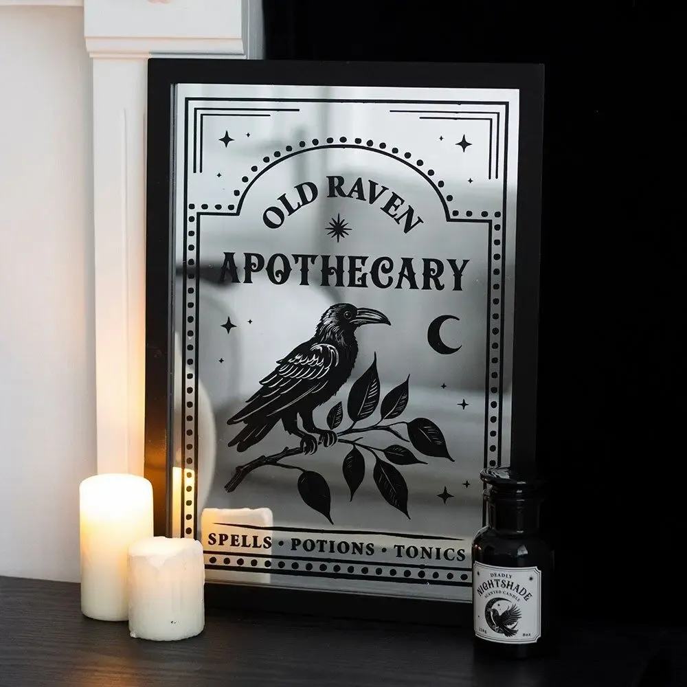 Decorative objects - Old Raven Apothecary Mirrored Wall Art - SOMETHING DIFFERENT WHOLESALE
