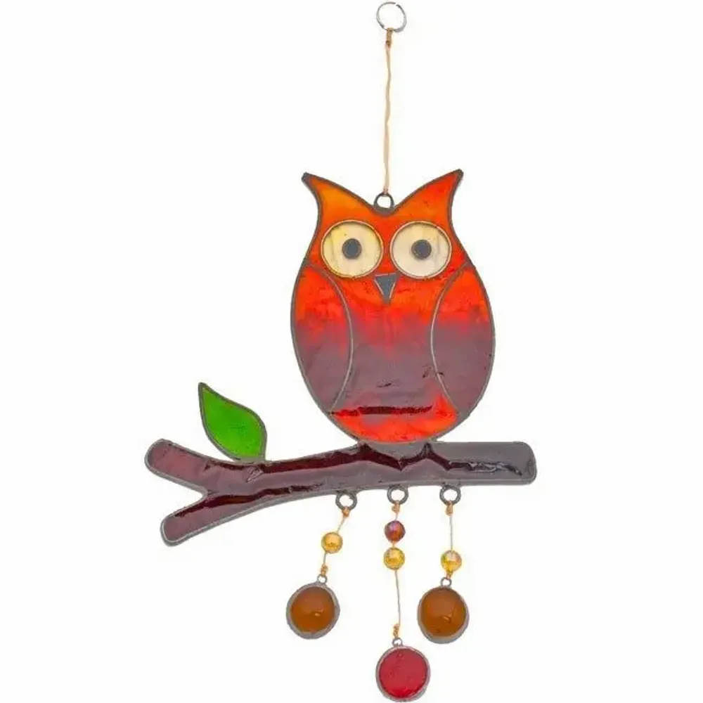 Decorative objects - Owl On A Branch Suncatcher - SOMETHING DIFFERENT WHOLESALE