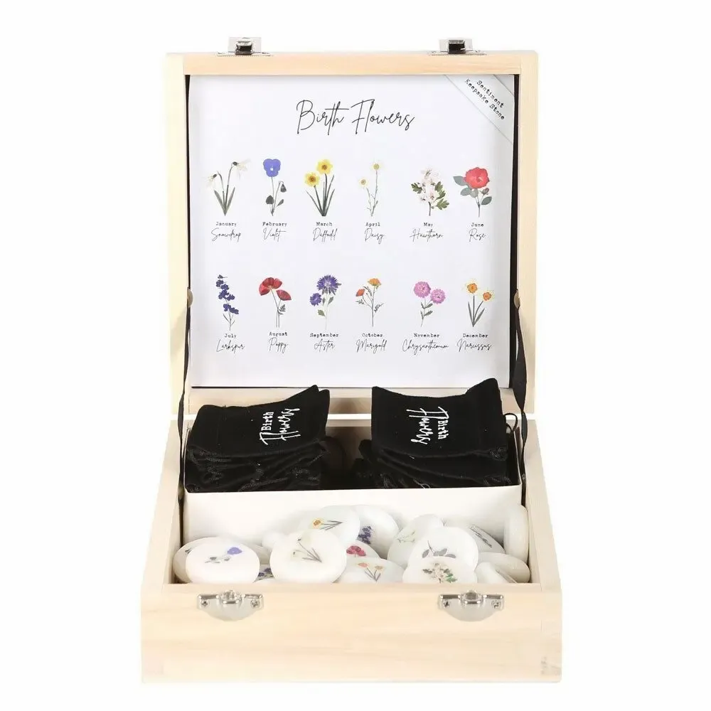 Ornaments - Box of 36 Marble Birth Flower Keepsake Stones - SOMETHING DIFFERENT WHOLESALE