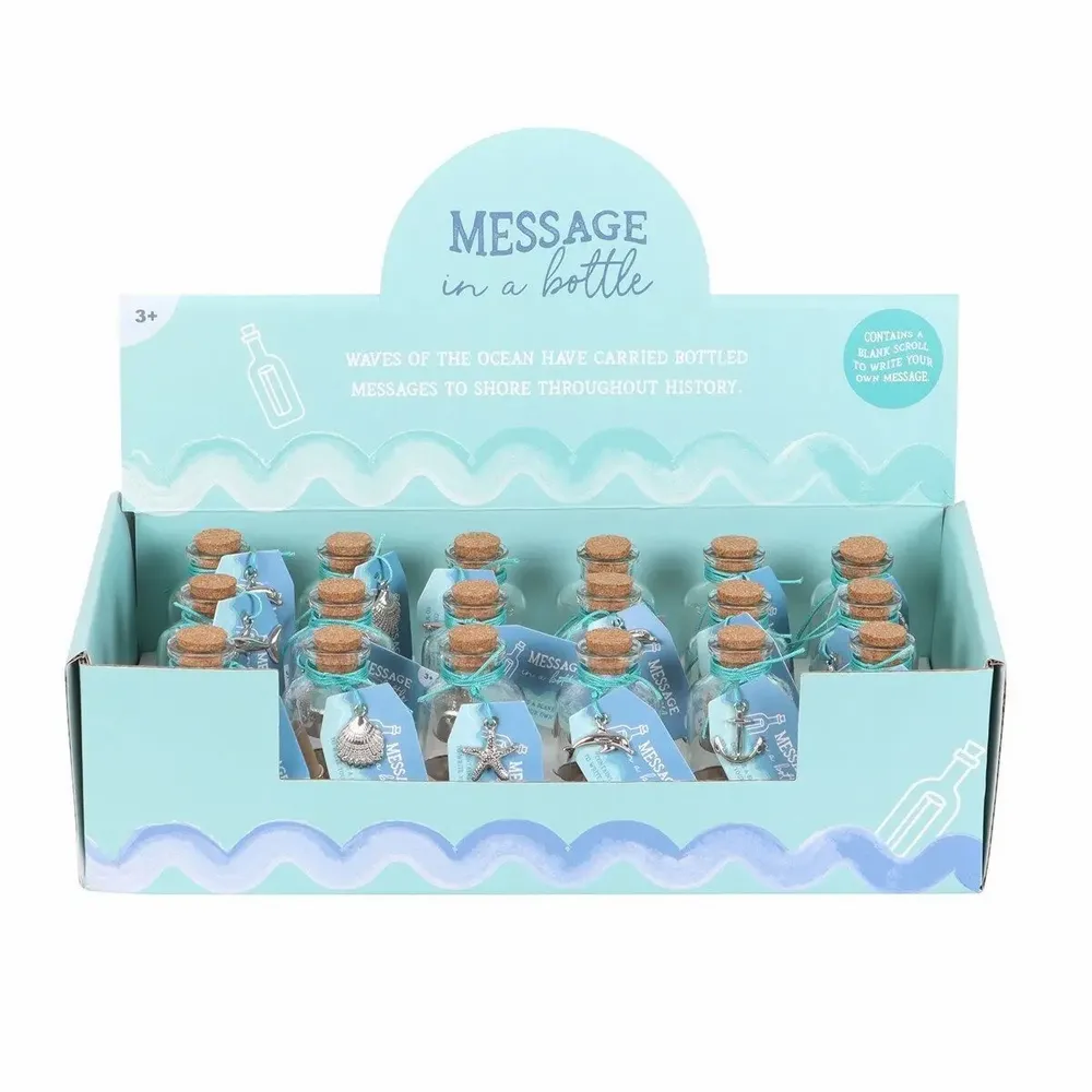 Ornaments - Set of 18 Message in a Bottle Souvenirs in Display - SOMETHING DIFFERENT WHOLESALE