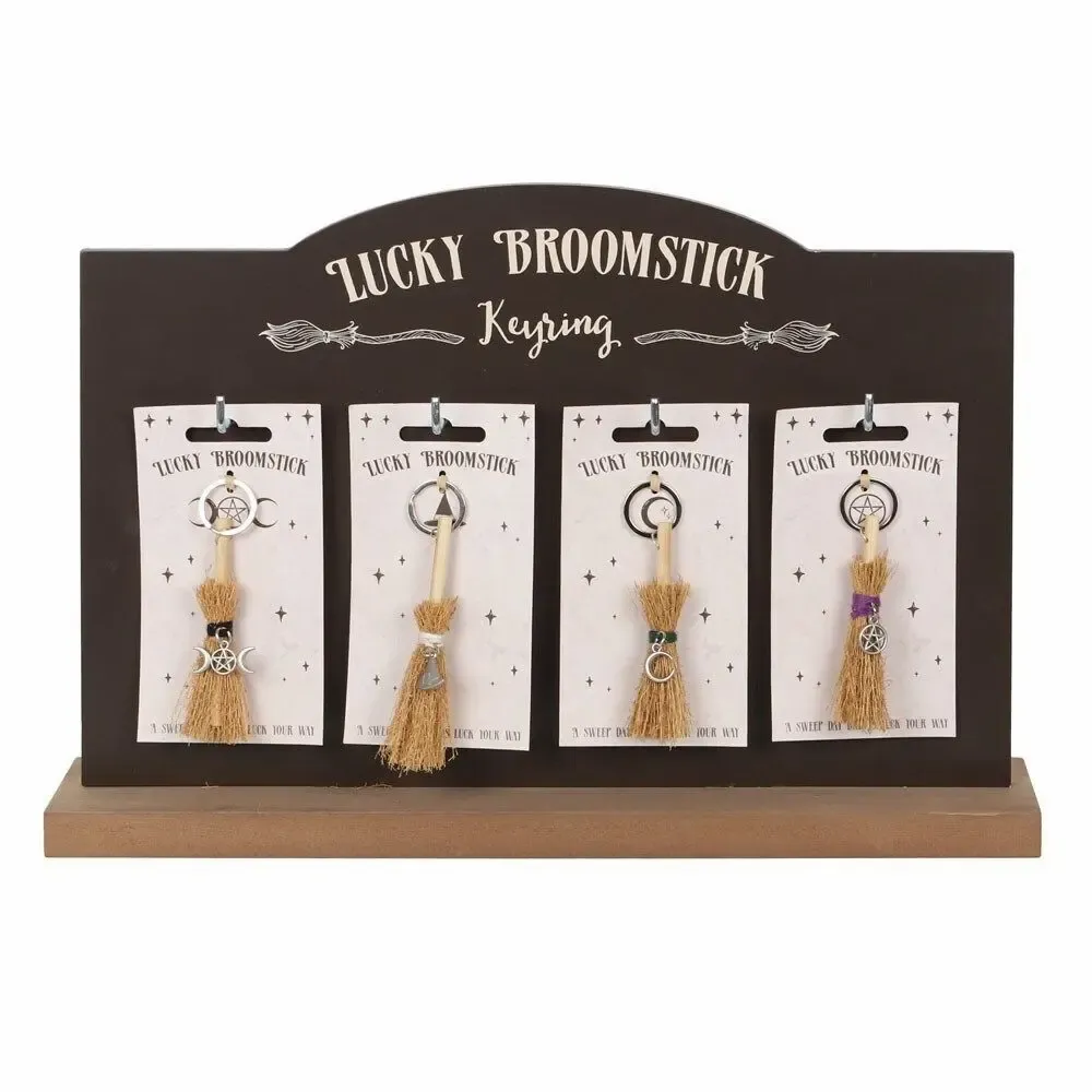 Decorative objects - Set of 24 Lucky Broomstick Keyrings on Display - SOMETHING DIFFERENT WHOLESALE