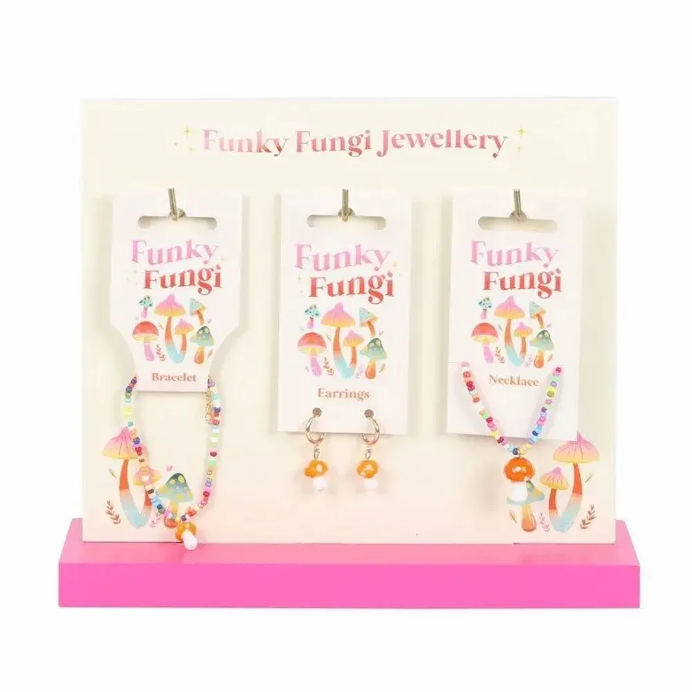 Jewelry - Set of 18 Funky Fungi Mushroom Jewellery Pieces on Display - SOMETHING DIFFERENT WHOLESALE