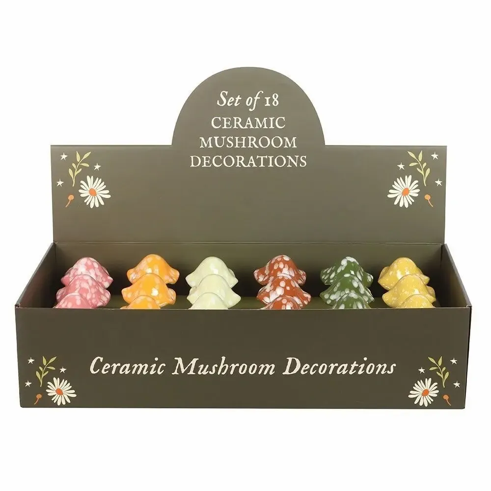Ornaments - Set of 18 Mushroom Decorations in Display - SOMETHING DIFFERENT WHOLESALE