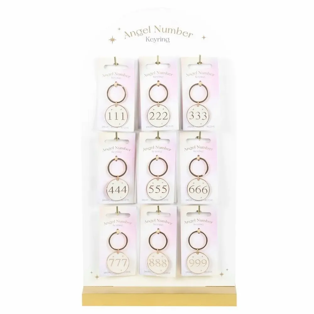 Objets de décoration - Ensemble de 36 porte-clés chiffres angéliques exposés - SOMETHING DIFFERENT WHOLESALE