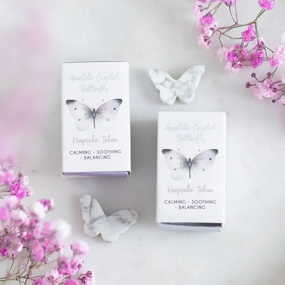 Ornaments - Set of 24 Howlite Butterfly Keepsake Tokens in Display - SOMETHING DIFFERENT WHOLESALE