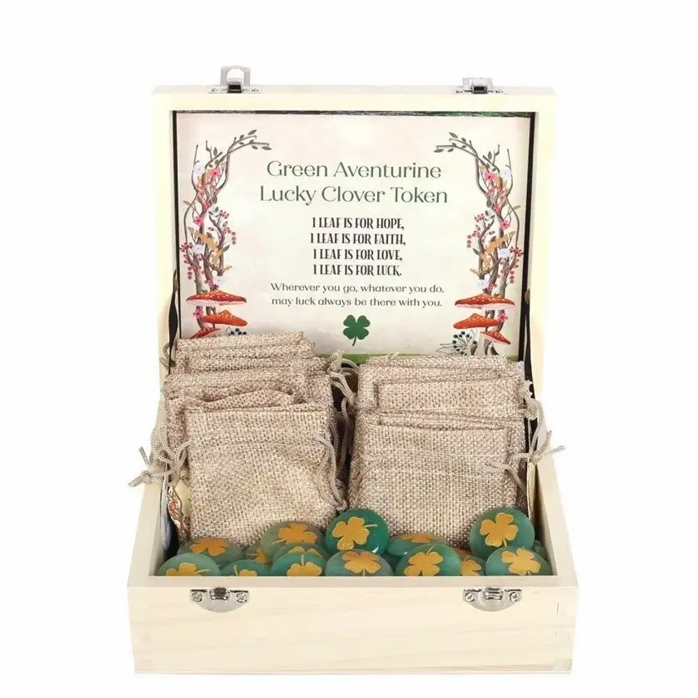 Ornements - Ensemble de 24 pierres porte-bonheur en forme de trèfle - SOMETHING DIFFERENT WHOLESALE