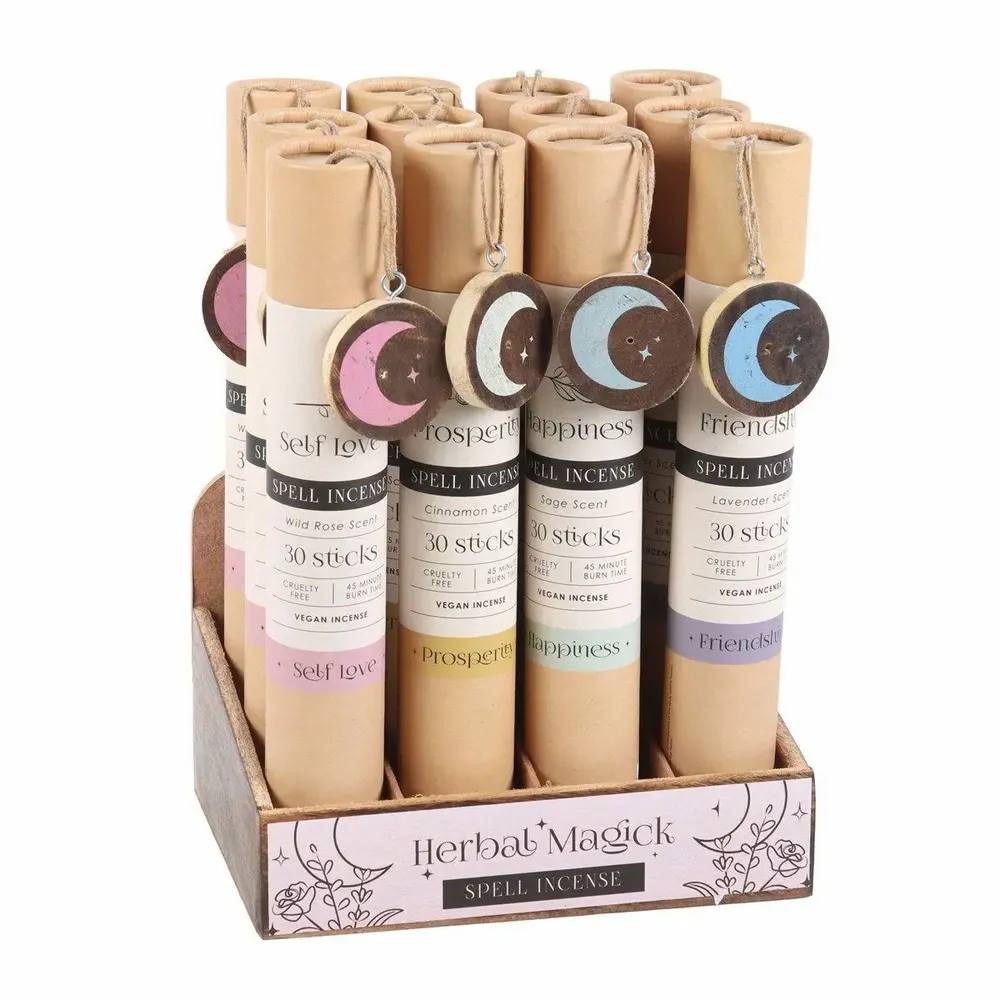 Home fragrances - Set of 12 Herbal Magick Spell Incense Sticks with Display - SOMETHING DIFFERENT WHOLESALE