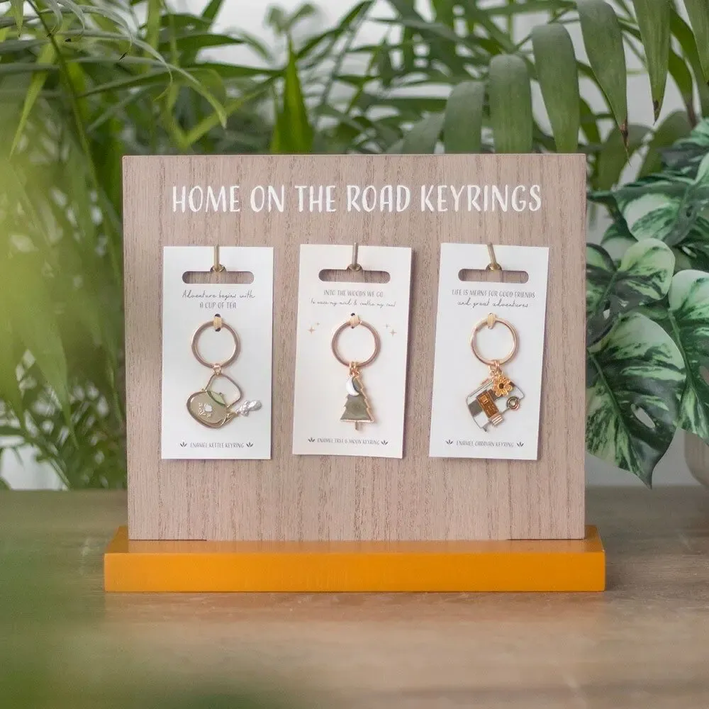 Decorative objects - Set of 24 Home on the Road Camping Keyrings on Display - SOMETHING DIFFERENT WHOLESALE