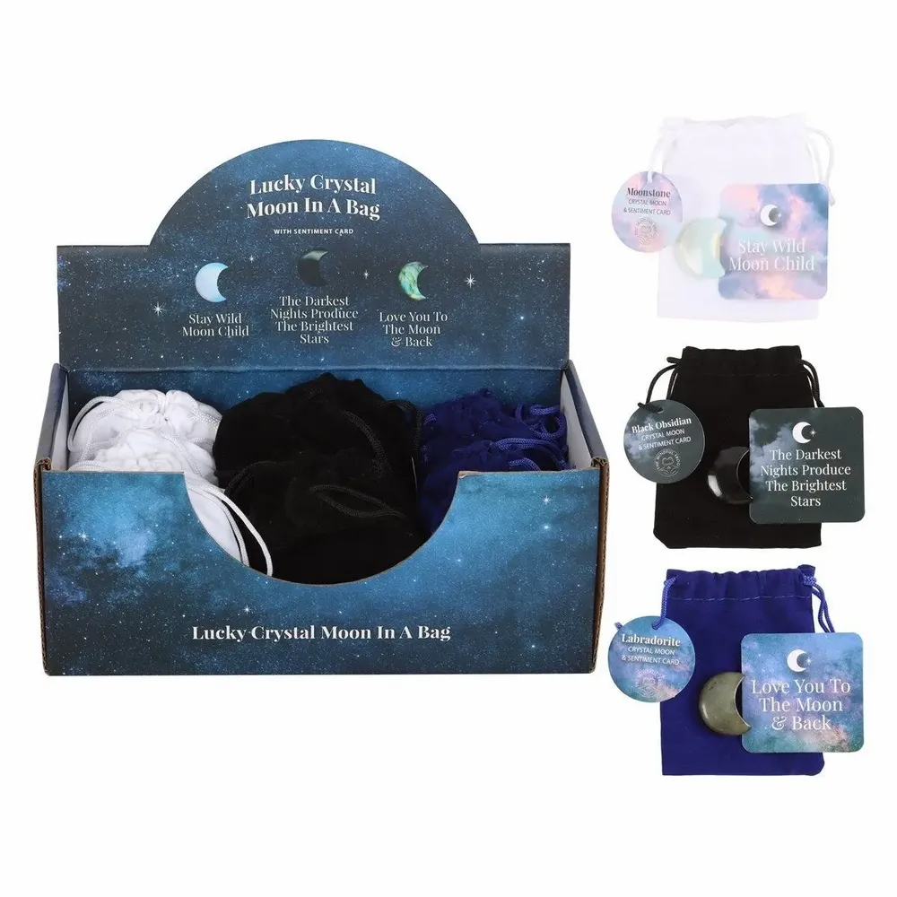 Decorative objects - Set of 24 Lucky Crystal Moons in Display - SOMETHING DIFFERENT WHOLESALE