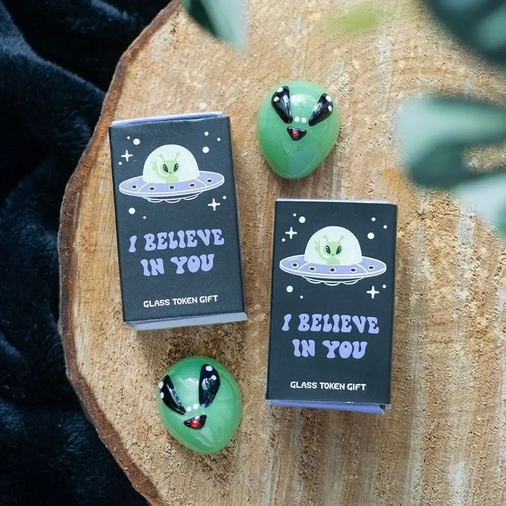 Ornaments - Set of 24 Glass Alien Token Gifts in Display - SOMETHING DIFFERENT WHOLESALE